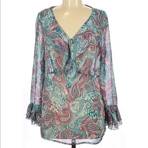 Wrangler Sheer Long Sleeve Paisley Blouse